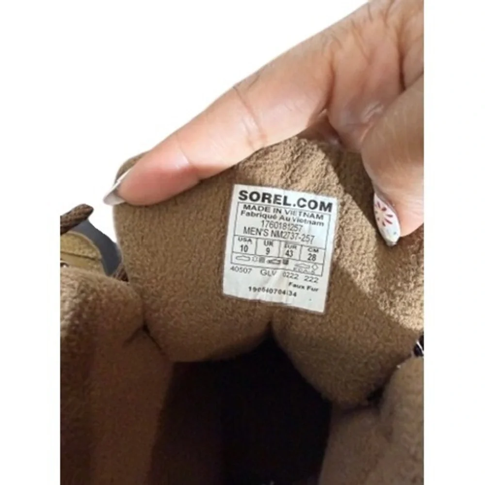 Sorel Mens NM2737-257 Tan Brown Waterproof Insulated Winter Snow Boots Size 10
